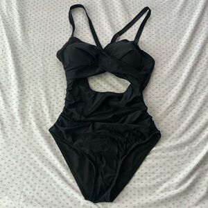 New With Tags Black One Piece Bathing Suit with Cut Outs and Padded Bra